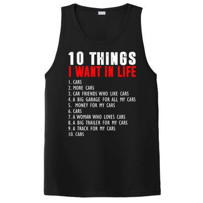 10 Things I Want In My Life Funny Car Lovers PosiCharge Competitor Tank