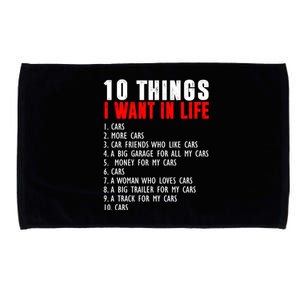 10 Things I Want In My Life Funny Car Lovers Microfiber Hand Towel