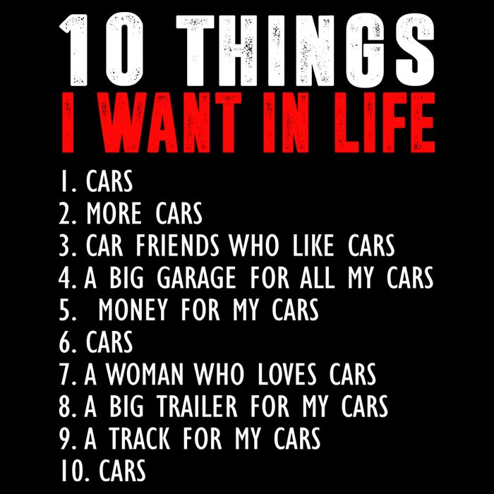 10 Things I Want In My Life Funny Car Lovers Cropped Pullover Crew