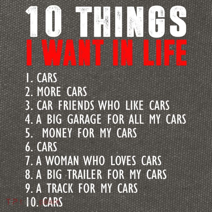 10 Things I Want In My Life Funny Car Lovers Cotton Canvas Backpack