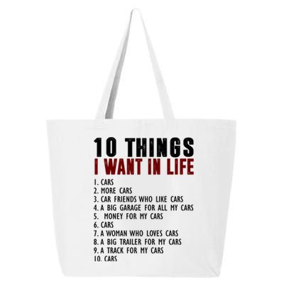 10 Things I Want In My Life Funny Car Lovers 25L Jumbo Tote