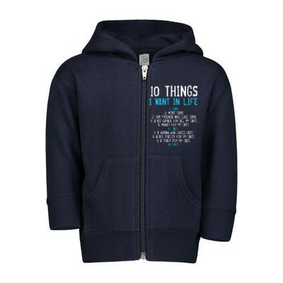 10 Things I Want In My Life Cars More Cars Car Toddler Zip Fleece Hoodie