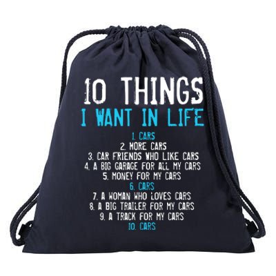 10 Things I Want In My Life Cars More Cars Car Drawstring Bag