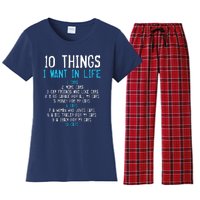 10 Things I Want In My Life Cars More Cars Car Women's Flannel Pajama Set