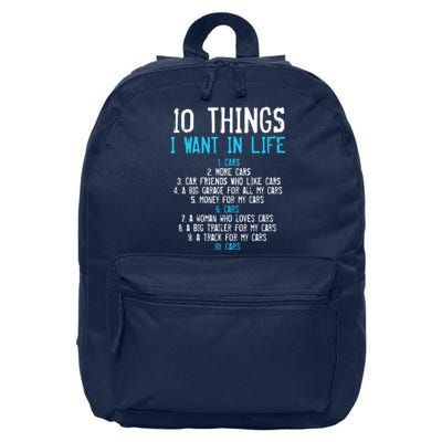 10 Things I Want In My Life Cars More Cars Car 16 in Basic Backpack