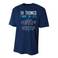 10 Things I Want In My Life Cars More Cars Car Youth Performance Sprint T-Shirt