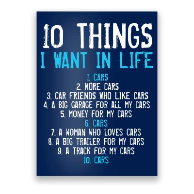 10 Things I Want In My Life Cars More Cars Car Poster