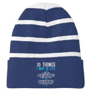 10 Things I Want In My Life Cars More Cars Car Striped Beanie with Solid Band