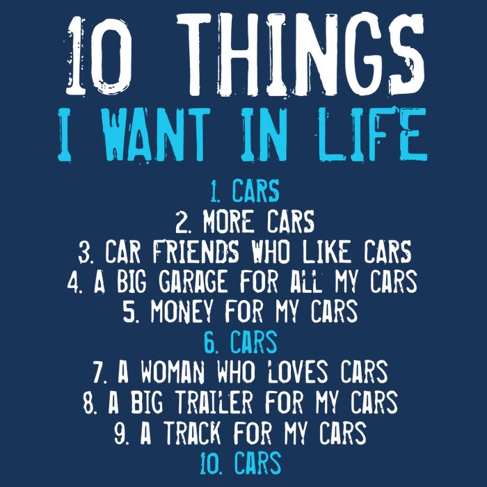 10 Things I Want In My Life Cars More Cars Car Women's Crop Top Tee