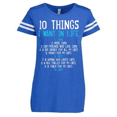 10 Things I Want In My Life Cars More Cars Car Enza Ladies Jersey Football T-Shirt