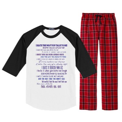 10 Things I Hate About You 1 Raglan Sleeve Pajama Set