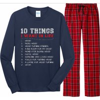 10 Things I Want In Life Wood More Wood Turning Woodworking Long Sleeve Pajama Set