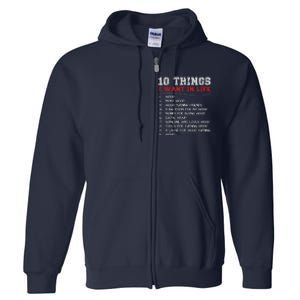 10 Things I Want In Life Wood More Wood Turning Woodworking Full Zip Hoodie