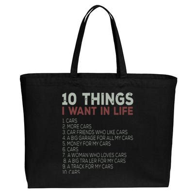 10 Things I Want In My Life Cars More Cars Car Cotton Canvas Jumbo Tote