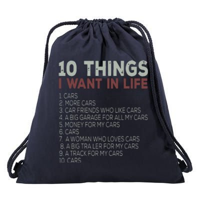 10 Things I Want In My Life Cars More Cars Car Drawstring Bag