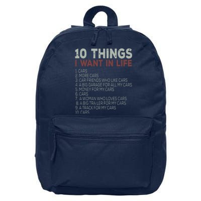 10 Things I Want In My Life Cars More Cars Car 16 in Basic Backpack