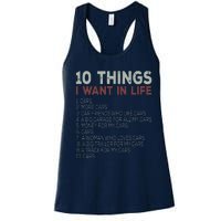 10 Things I Want In My Life Cars More Cars Car Women's Racerback Tank