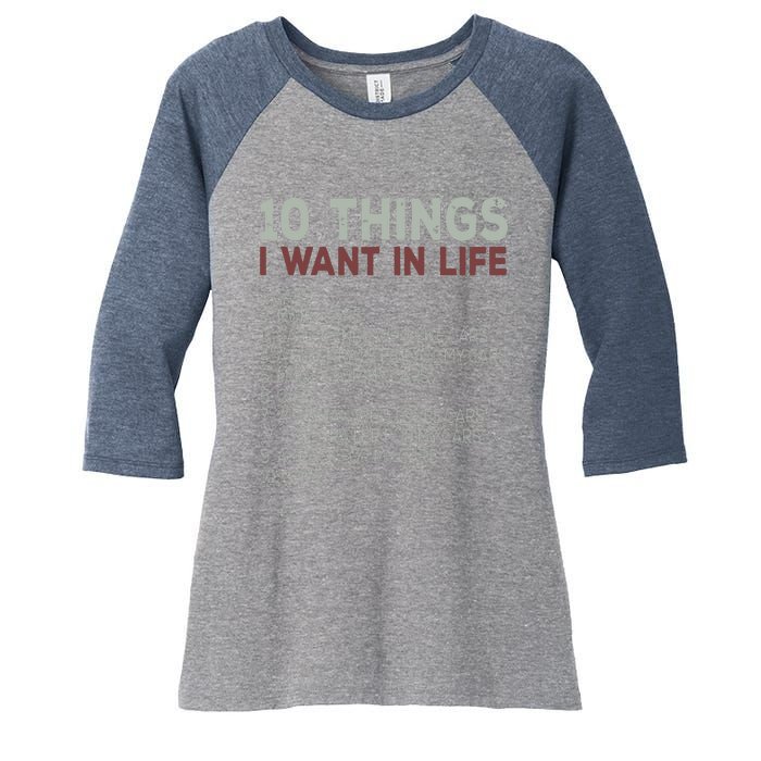 10 Things I Want In My Life Cars More Cars Car Women's Tri-Blend 3/4-Sleeve Raglan Shirt