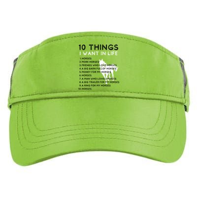 10 Things I Want In My Life Horses More Horses Horse Graphic Gift Adult Drive Performance Visor