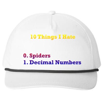 10 Things I Hate Funny Binary And Spiders Cool Gift Snapback Five-Panel Rope Hat