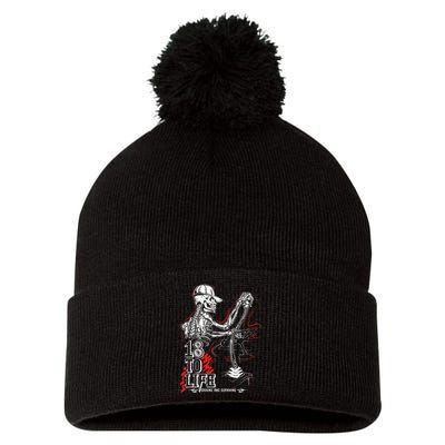 18 To Life Driving And Surviving Skeleton Pom Pom 12in Knit Beanie