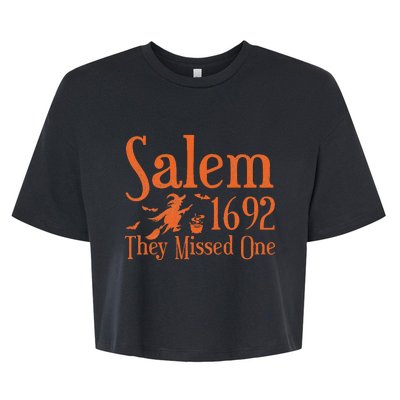 1692 They Missed One Salem Wos Halloween Distressed Bella+Canvas Jersey Crop Tee