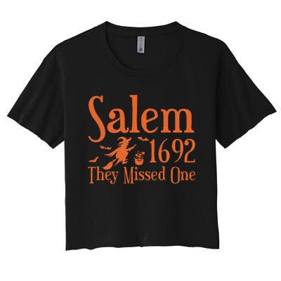 1692 They Missed One Salem Wos Halloween Distressed Women's Crop Top Tee