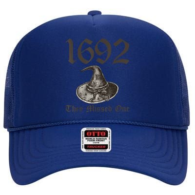 1692 They Missed One Halloween Feminist Witch Trials High Crown Mesh Back Trucker Hat