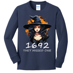 1692 They Missed One Funny Salem Halloween Kids Long Sleeve Shirt