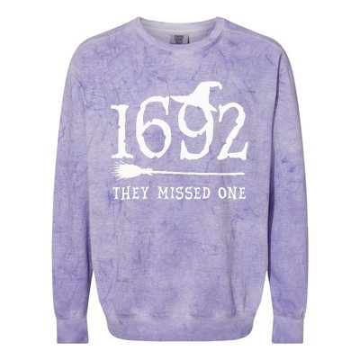 1692 They Missed One Halloween Feminist Witch Trials Colorblast Crewneck Sweatshirt