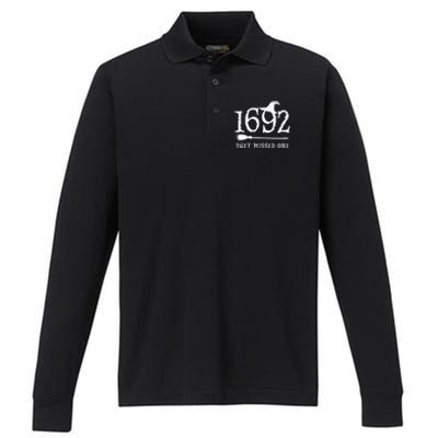 1692 They Missed One Halloween Feminist Witch Trials Performance Long Sleeve Polo