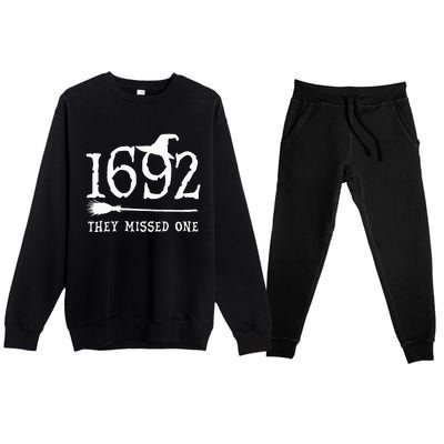 1692 They Missed One Halloween Feminist Witch Trials Premium Crewneck Sweatsuit Set