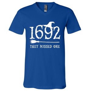 1692 They Missed One Halloween Feminist Witch Trials V-Neck T-Shirt