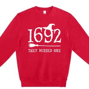 1692 They Missed One Halloween Feminist Witch Trials Premium Crewneck Sweatshirt