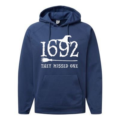 1692 They Missed One Halloween Feminist Witch Trials Performance Fleece Hoodie