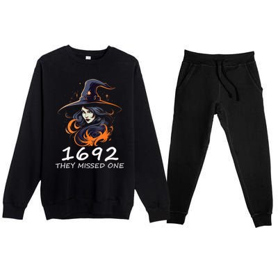 1692 They Missed One Funny Salem Halloween Men Women Premium Crewneck Sweatsuit Set