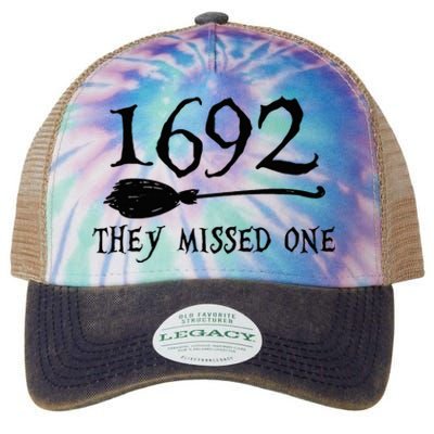 1692 They Missed One Halloween Feminist Witch Trials Legacy Tie Dye Trucker Hat