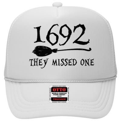 1692 They Missed One Halloween Feminist Witch Trials High Crown Mesh Back Trucker Hat