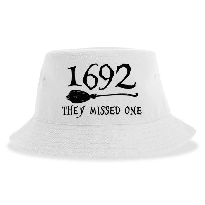 1692 They Missed One Halloween Feminist Witch Trials Sustainable Bucket Hat