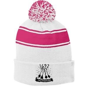 1692 They Missed One For Witch Halloween Stripe Pom Pom Beanie