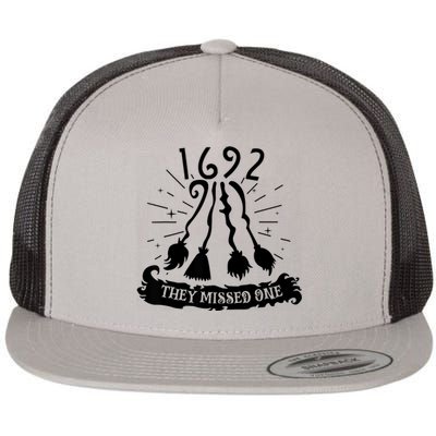 1692 They Missed One For Witch Halloween Flat Bill Trucker Hat