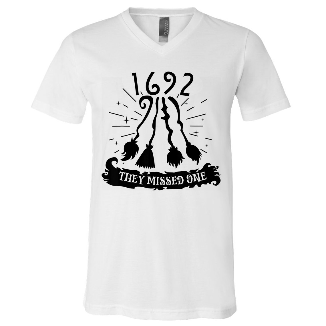 1692 They Missed One For Witch Halloween V-Neck T-Shirt