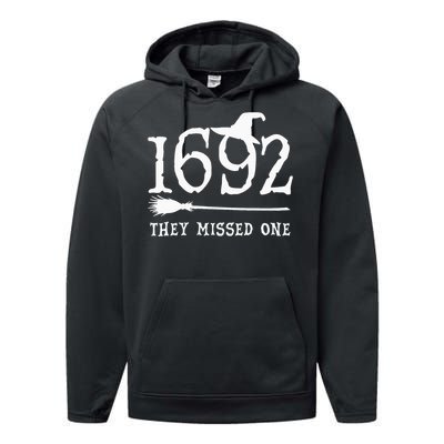 1692 They Missed One Halloween Feminist Witch Trials Performance Fleece Hoodie