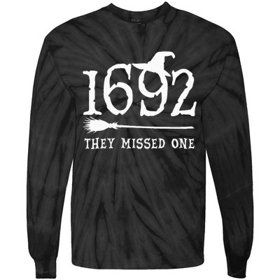 1692 They Missed One Halloween Feminist Witch Trials Tie-Dye Long Sleeve Shirt