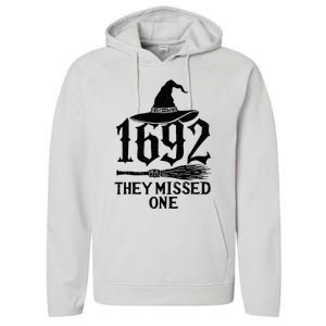 1692 They Missed One Halloween Feminist Witch Trials Performance Fleece Hoodie