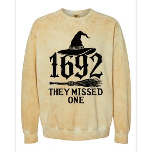 1692 They Missed One Halloween Feminist Witch Trials Colorblast Crewneck Sweatshirt