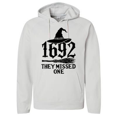 1692 They Missed One Halloween Feminist Witch Trials Performance Fleece Hoodie