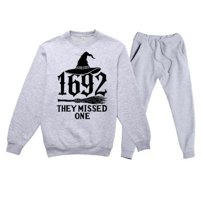 1692 They Missed One Halloween Feminist Witch Trials Premium Crewneck Sweatsuit Set