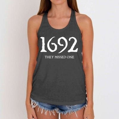 1692 They Missed One Massachusetts Salem Witch Women's Knotted Racerback Tank