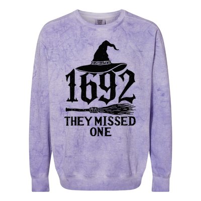 1692 They Missed One Halloween Feminist Witch Trials Colorblast Crewneck Sweatshirt